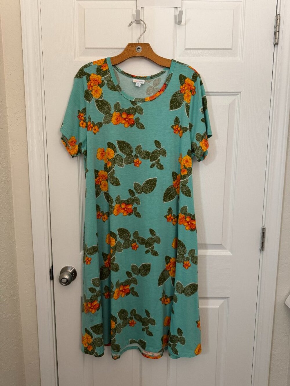 LuLaRoe Carly Dress - Teal & Orange Floral